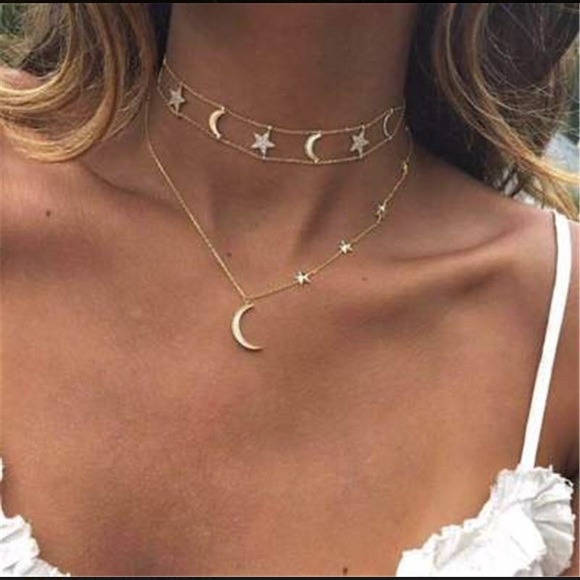 Jewelry - Moon and Star Choker Gold /a